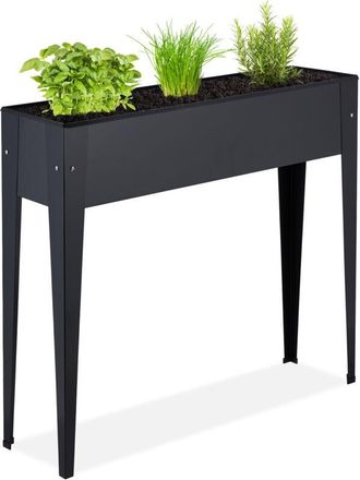 Relaxdays Relaxdays - Huerto Urbano Metal, Mesa Cultivo Compacta, Patas Altas, Jardinera Balc&oacute;n, Terraza, Jard&iacute;n, 83x99x26 Cm, Negro