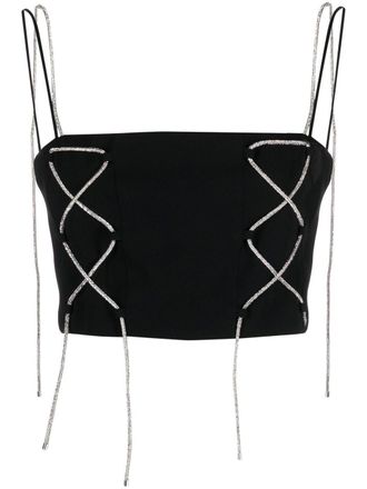 Giuseppe Di Morabito rhinestone-straps cropped top - Black