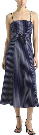 Derek Lam Zandra Striped Shirting Tie Front Dress