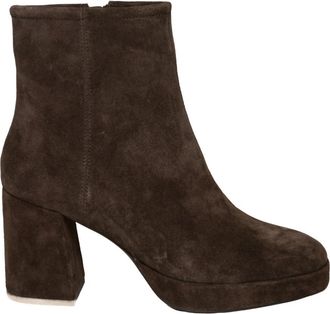 Unisa Melvy Enkellaars met Ronde Neus - Dames - Laarzen met Hak - Bruin - 38 EU - Leer - Schoenen