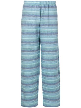 Amir Slama Pantaloni jacquard a righe - Blu