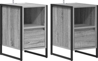 vidaXL Mesa De Noche Con Caj&oacute;n 2 Pcs Gris Sonoma 39,5 X 30 X 50 Cm Vidaxl