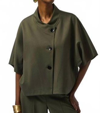 Joseph Ribkoff Heavy Knit 3/4 Sleeve Boxy Top In Avocado