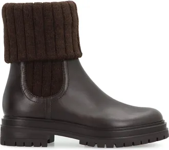 Gianvito Rossi Womens Chelsea Boots Tenney Leather Mocha Calf