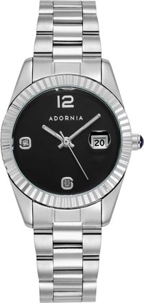 Adornia Silver Rome Watch with Black Face