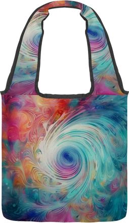 Generic Artistic Flowing Various Shades Swirl Texture Reversible Canvas Shoulder Tote - Double-Sided Print, 12oz Cotton, 27cm Drop, Fold-Flat Bag for Travel, 