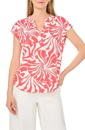Vince Camuto Split Neck Cap Sleeve Top in Calypso Coral at Nordstrom Rack, Size X-Small