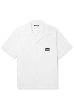 Dolce & Gabbana Oversized Camp-Collar Logo-Appliqu&eacute;d Cotton-Poplin Shirt