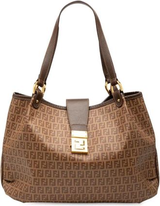 Fendi Pre-owned Tote Bags, female, Brown, Size: ONE SIZE Pre-owned Printed Tote Bag