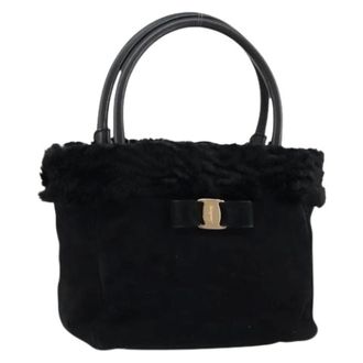 Ferragamo Pre-owned Handbags, female, Black, Size: ONE SIZE Pre-owned Suede Handbag