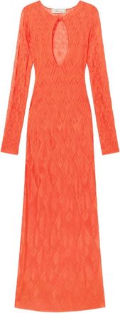 Blumarine Abito lungo traforato - Arancione
