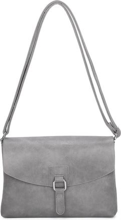 Generic Vegan Leather Crossbody Bag, PU Leather Shoulder Bag with Buckle Closure, 27x18x4 cm (Grey)