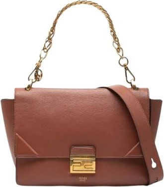 Fendi Pre-owned Handbags, female, Brown, Size: ONE SIZE Pre-owned Vintage Leather Handbag