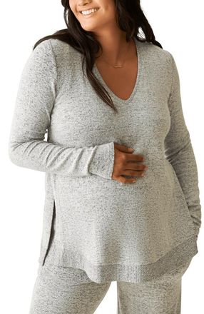 Kindred Bravely CozyKnit Maternity & Nursing V-neck Top in Grey Heather at Nordstrom, Size X-Large
