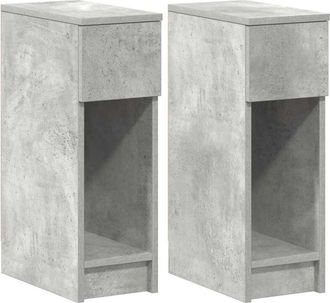 vidaXL Bedside Cabinets with Drawer 2 pcs Concrete Grey 20x36x60 cm vidaXL