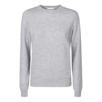 Kujten Kujten, Truien & Vesten, Dames, Grijs, L, Kasjmier, Cashmere Crew Neck Sweater met Ribbed Edges
