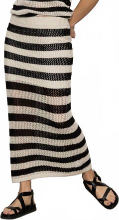 Sanctuary Crochet Sweater Skirt In Black/chalk Stripe
