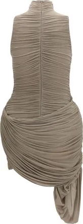 Magda Butrym Draped High-Neck Dress - Beige