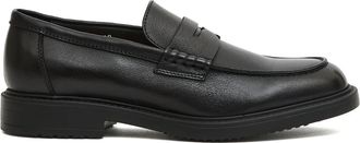 Doucal's Zwarte leren Penny Loafer - Heren - Loafers - Zwart - 43 EU - Schoenen