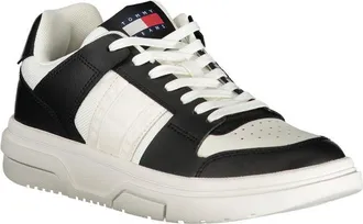 Tommy Hilfiger Leather and Polyester Colorblock Sneaker - Black