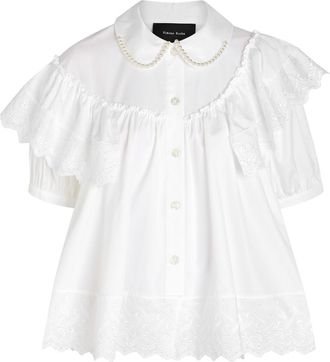 Simone Rocha Simone Rocha Ruffle Cotton Blouse - White - 12 (UK12 / M)