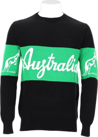 GCDS Graphic Black Sweater With Green Accent And Iconic Motifs