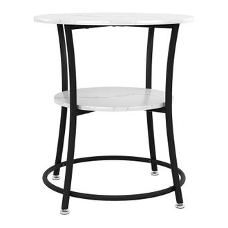 Vicco Mesa De Centro Quebec, M&aacute;rmol Blanco, 50 X 50 Cm Con Estante