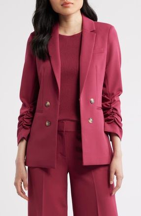 Tahari by ASL Faux Double Breasted Blazer in Berry Bliss at Nordstrom, Size 14