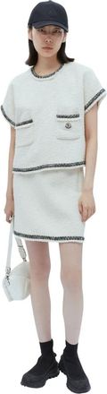 Moncler Tweed Mini Rok - Dames - Korte rokken - Wit - S - Tweed - Rokken