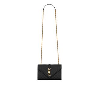 Saint Laurent Womens Envelope Small Bag - Black Leather - One Size