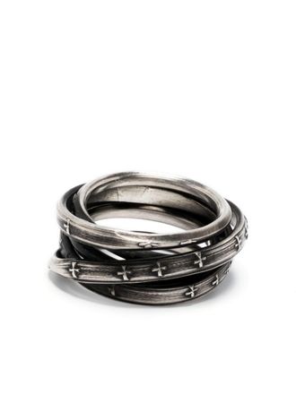 Werkstatt M&uuml;nchen Anello Wound Unite goffrato - Argento
