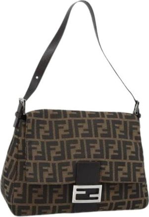 Fendi Pre-owned Zucca Canvas Shoulder Bag - Dames - Vintage Schoudertas - Bruin - ONE Size - Leer - Vintage