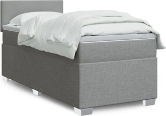 vidaXL Cama Box Spring Con Colch&oacute;n Tela Gris Claro 80x200 Cm Vidaxl