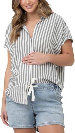 Ripe Ada Relaxed Shirt in Black /White at Nordstrom, Size X-Small Short