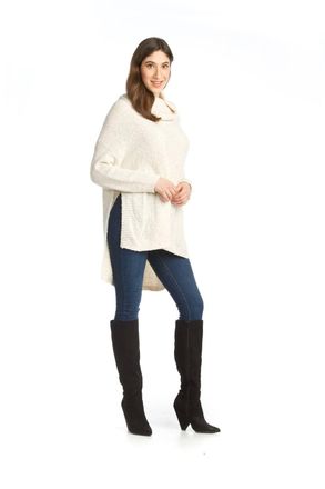 Papillon Chenille Cowl Neck Sweater In Cream