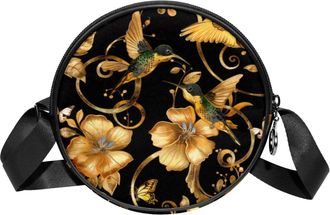 Generic Circle Crossbody Bag for Women, Colorful Butterfly Small Sling Bag Daypack with Zipper Adjustable Shoulder Straps Casual Ladies Girls Round Purse