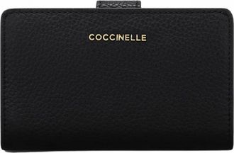 Coccinelle Elegante Leren Portemonnee met Drukknoopsluiting en Muntvakje - Dames - Portefeuilles - Zwart - ONE Size - Leer - Accessoires