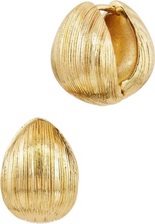 Savvy Cie Jewels GOLD PLATED TEXTURE BALL HUGGIE EARRINGS