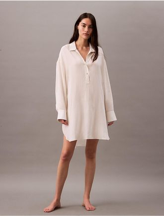 Calvin Klein Womens Woven Viscose Relaxed Shirt Dress - Neutral - XS