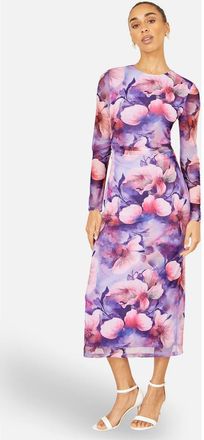 Yumi Tie Back Mesh Midi Dress in Purple at Nordstrom, Size 10