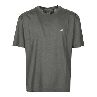 C.P. Company T-Shirts, male, Gray, Size: XL 20/1 Jersey Plated Logo T-Shirt