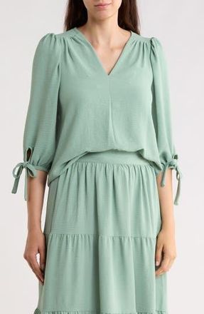 Renee C Ditsy Puff Sleeve Blouse in Sage at Nordstrom Rack, Size X-Large
