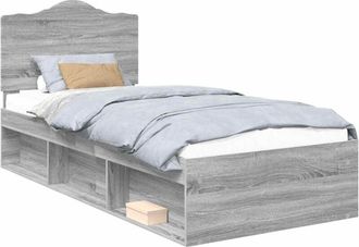 vidaXL Bed Frame Grey Sonoma 90 x 190 cm Solid Pine Wood vidaXL