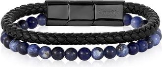 Crucible Jewelry Crucible Natural Stone Bead Black Leather Bracelet - 8.25 + 0.5 Ext