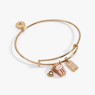 Alex and Ani Here For The Drama! Movie Theater Popcorn & Ticket Charm Bangle in Gold at Nordstrom