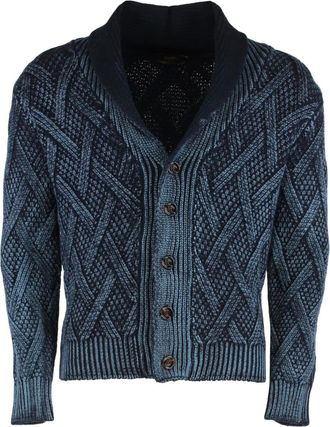 Moorer Cardigan Lelio-LTC con collo a scialle - Blu