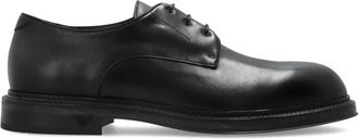 Emporio Armani Leren schoenen - Heren - Veterschoenen - Zwart - 43 1/2 EU - Leer - Schoenen