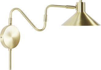 Beliani L&aacute;mpara Aplique Moderna Industrial Pantalla Metal Ajustable Brazo Largo Dorado Baliem