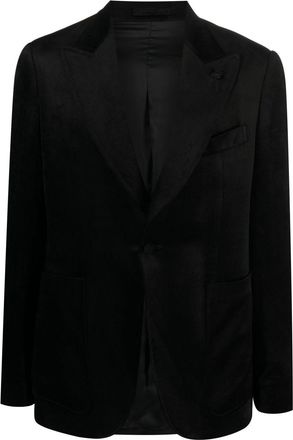 Lardini brooch-detail single-breasted blazer - men - Viscose - 46 - Black