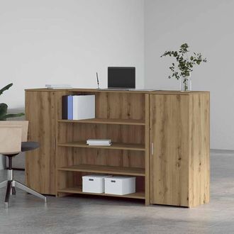 Berkfield Home Reception Desk Artisan Oak 180x50x103.5 cm Engineered Wood in Brown